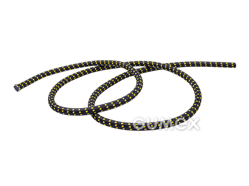 Gummiseile für Bungee-Trampoline und Fitness, 9mm, Gummigewebe/PES-Geflecht, schwarz-gelb, 